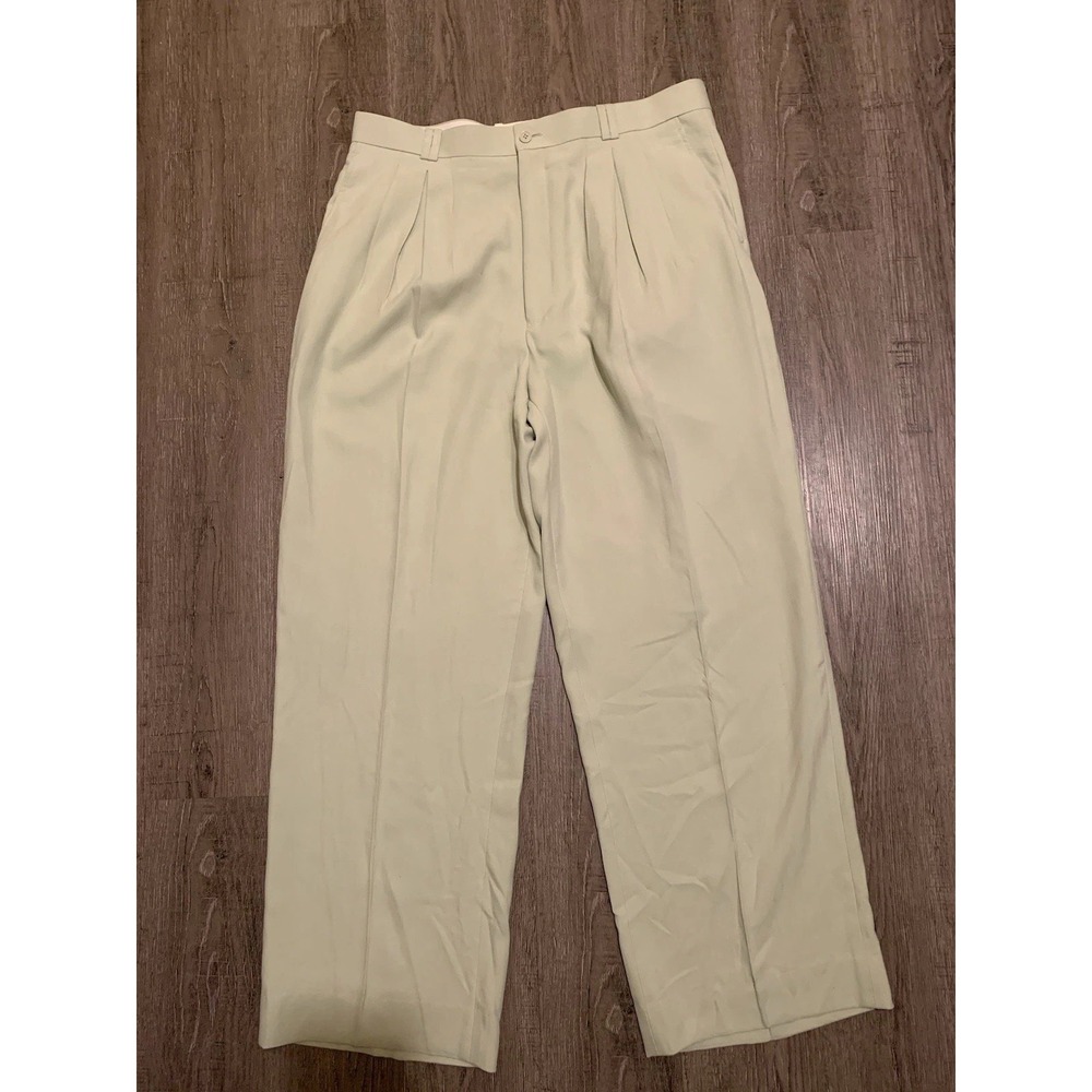 NWT Giovanno Mens 100% Silk Pants Clr Mint 42L W36 Please See Measure Old Money
